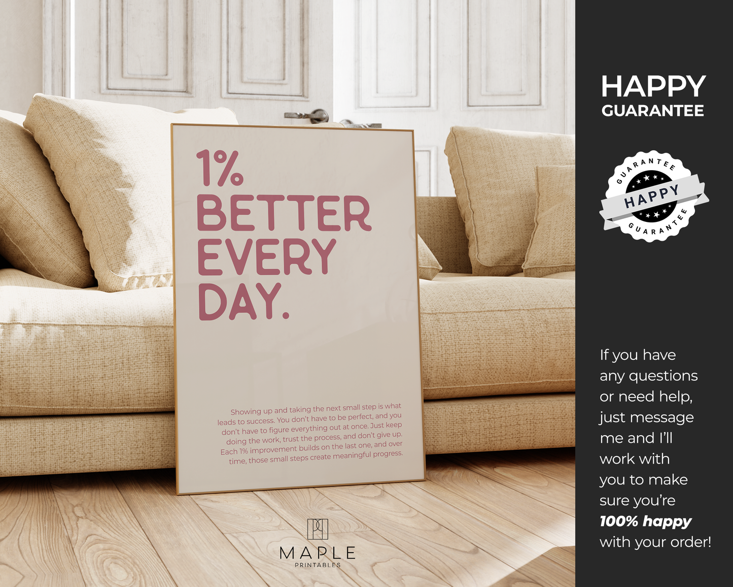 1% Better Every Day - Pink & Beige