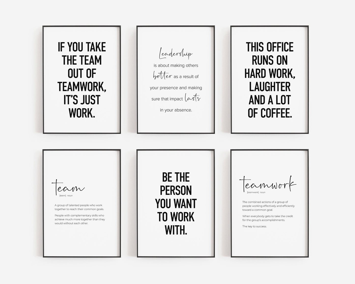 Team Office Decor, Set of 6 PRINTABLES, Teamwork Wall Art, Work Motivation Quotes, Definition Posters, Funny Team Gifts, Break Room Signs
