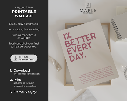 1% Better Every Day - Pink & Beige