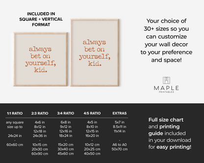 Always Bet on Yourself, Kid - Orange & Beige