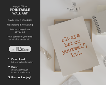 Always Bet on Yourself, Kid - Orange & Beige