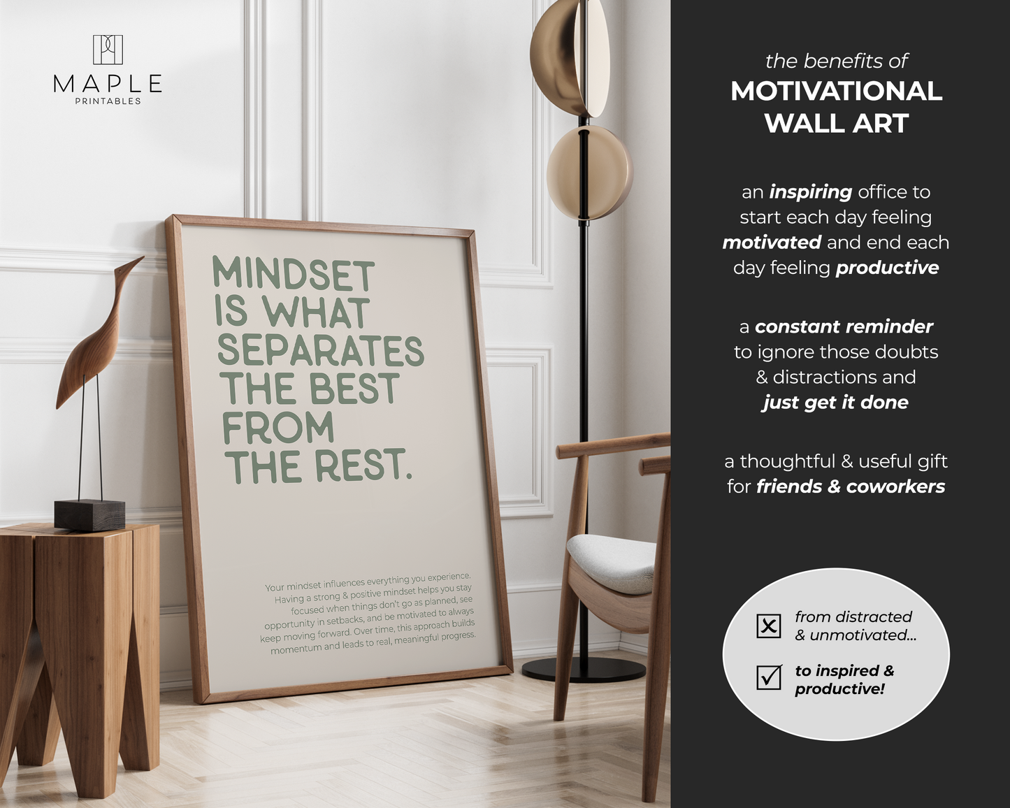 Mindset is What Separates the Best from the Rest - Sage Green & Beige