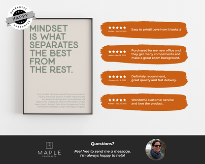 Mindset is What Separates the Best from the Rest - Sage Green & Beige