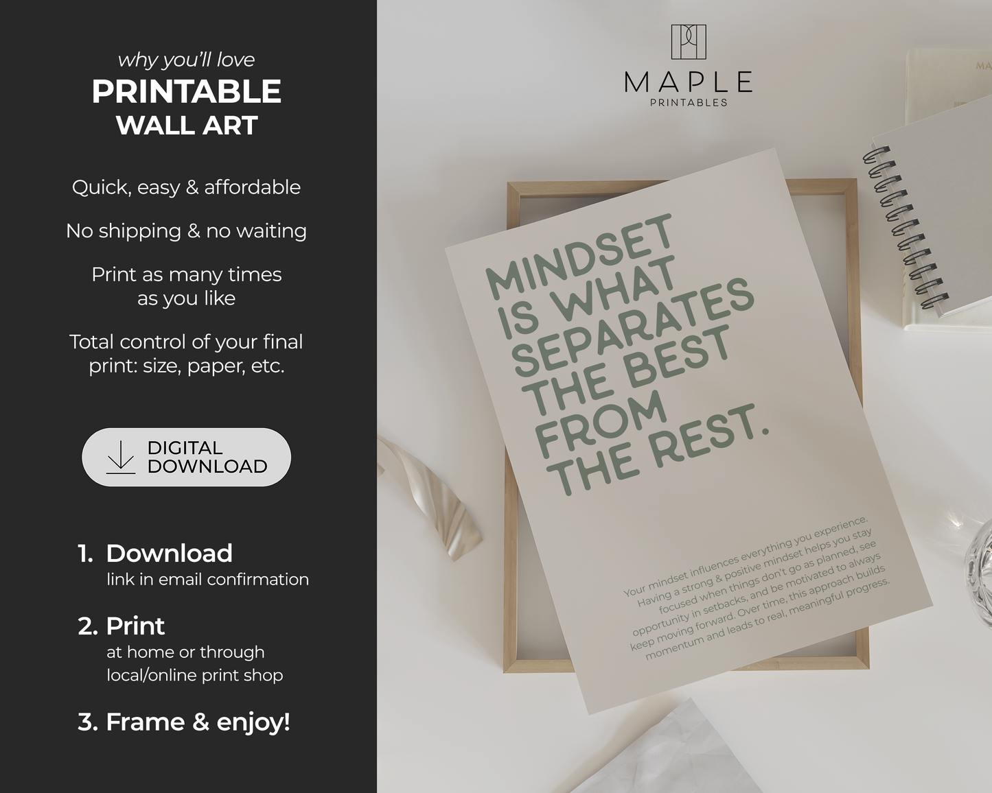 Mindset is What Separates the Best from the Rest - Sage Green & Beige