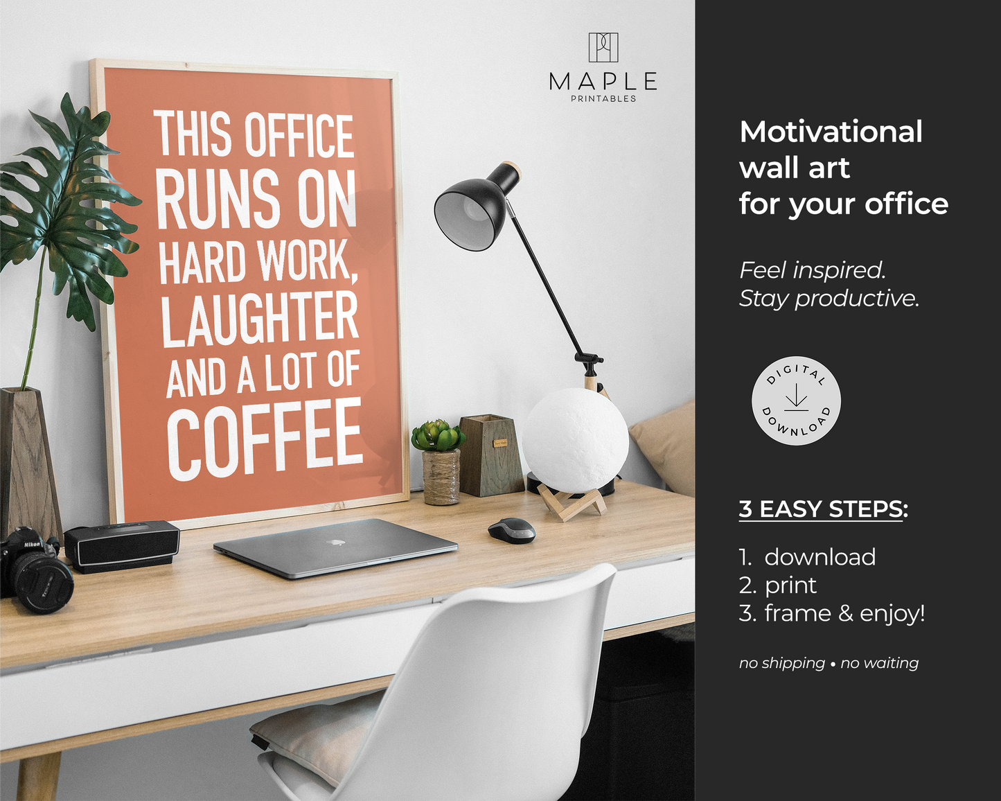 This Office Runs on Hard Work, Laughter and Coffee - Orange