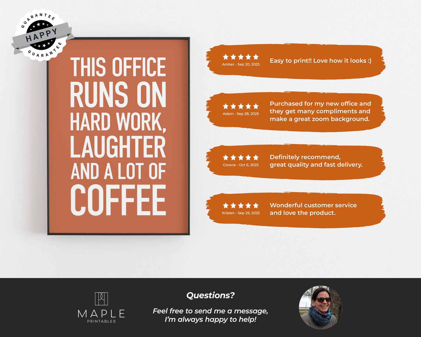 This Office Runs on Hard Work, Laughter and Coffee - Orange