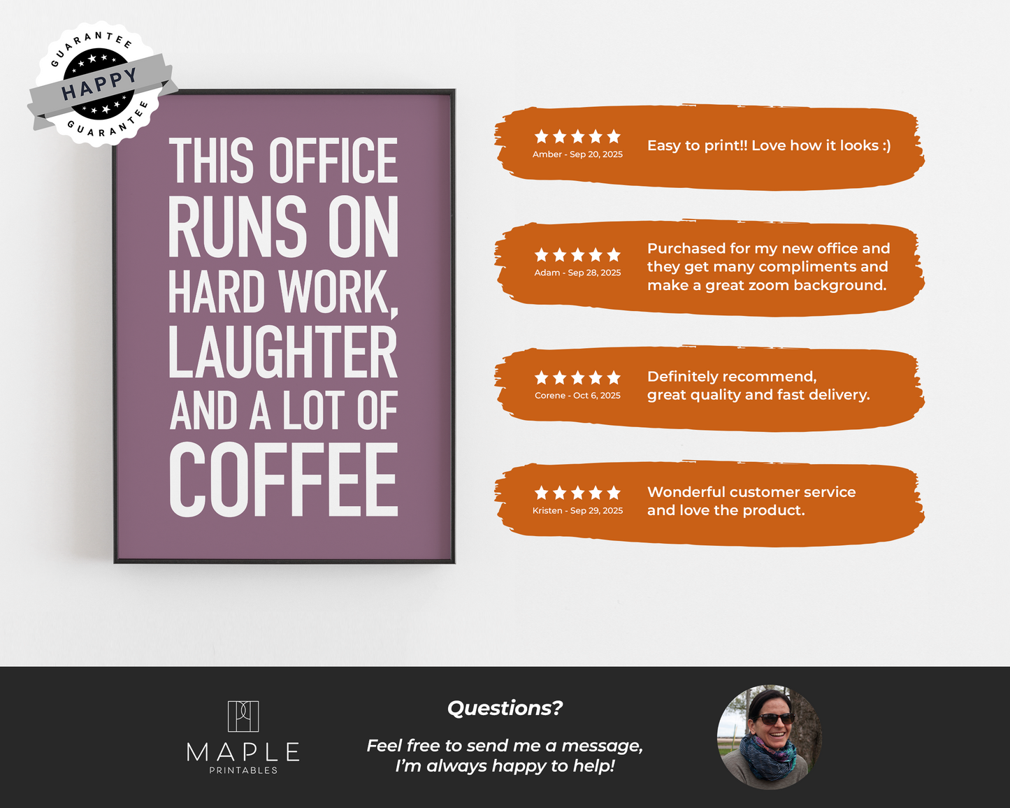 This Office Runs on Hard Work, Laughter and Coffee - Purple