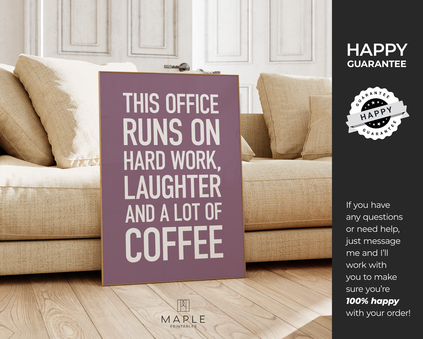 This Office Runs on Hard Work, Laughter and Coffee - Purple