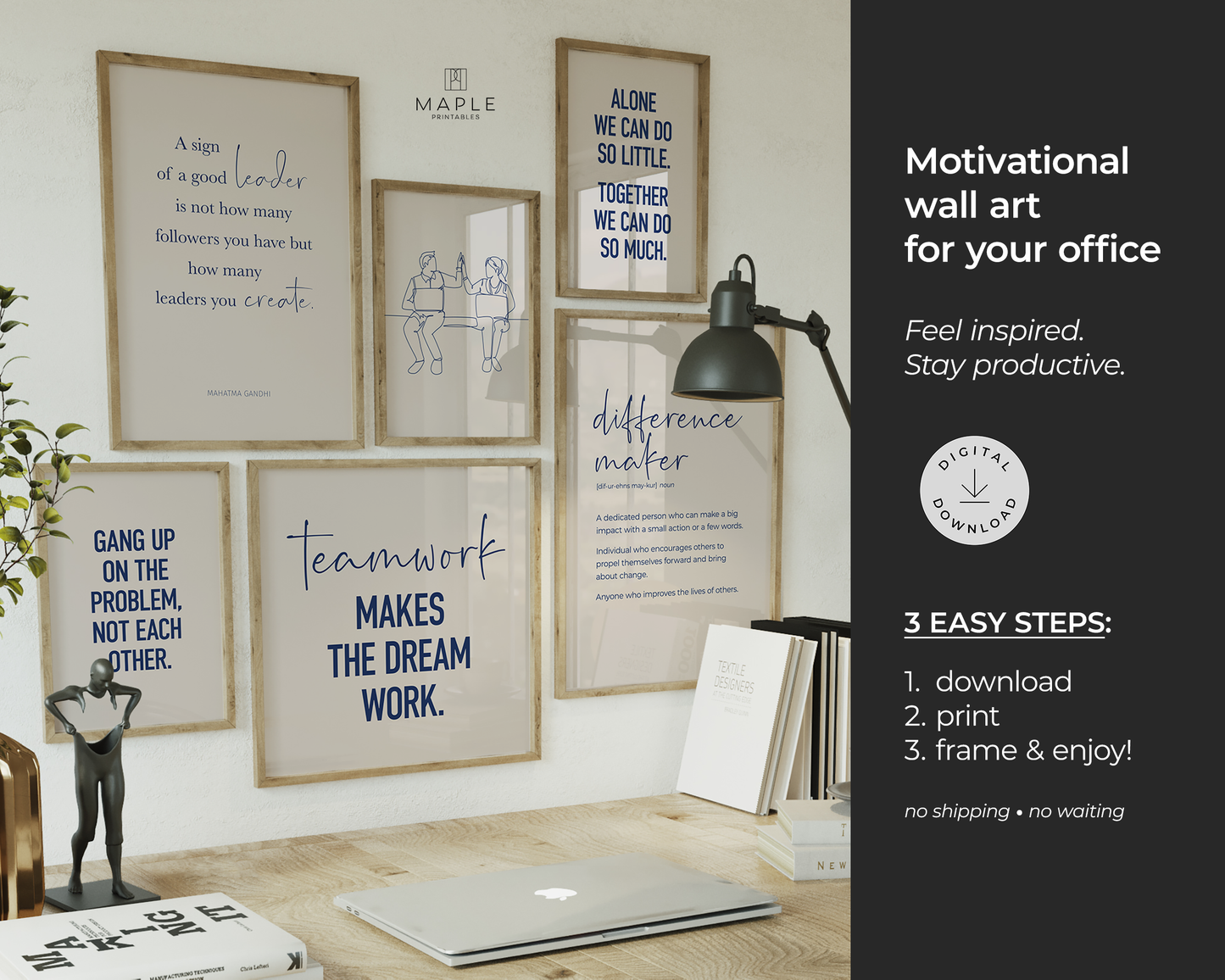 Motivational Teamwork 50A - Navy Blue & Beige