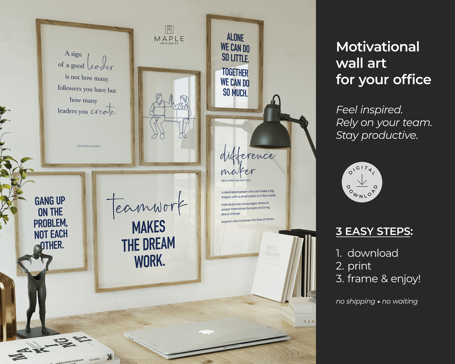 Motivational Teamwork 50A - Navy Blue & White