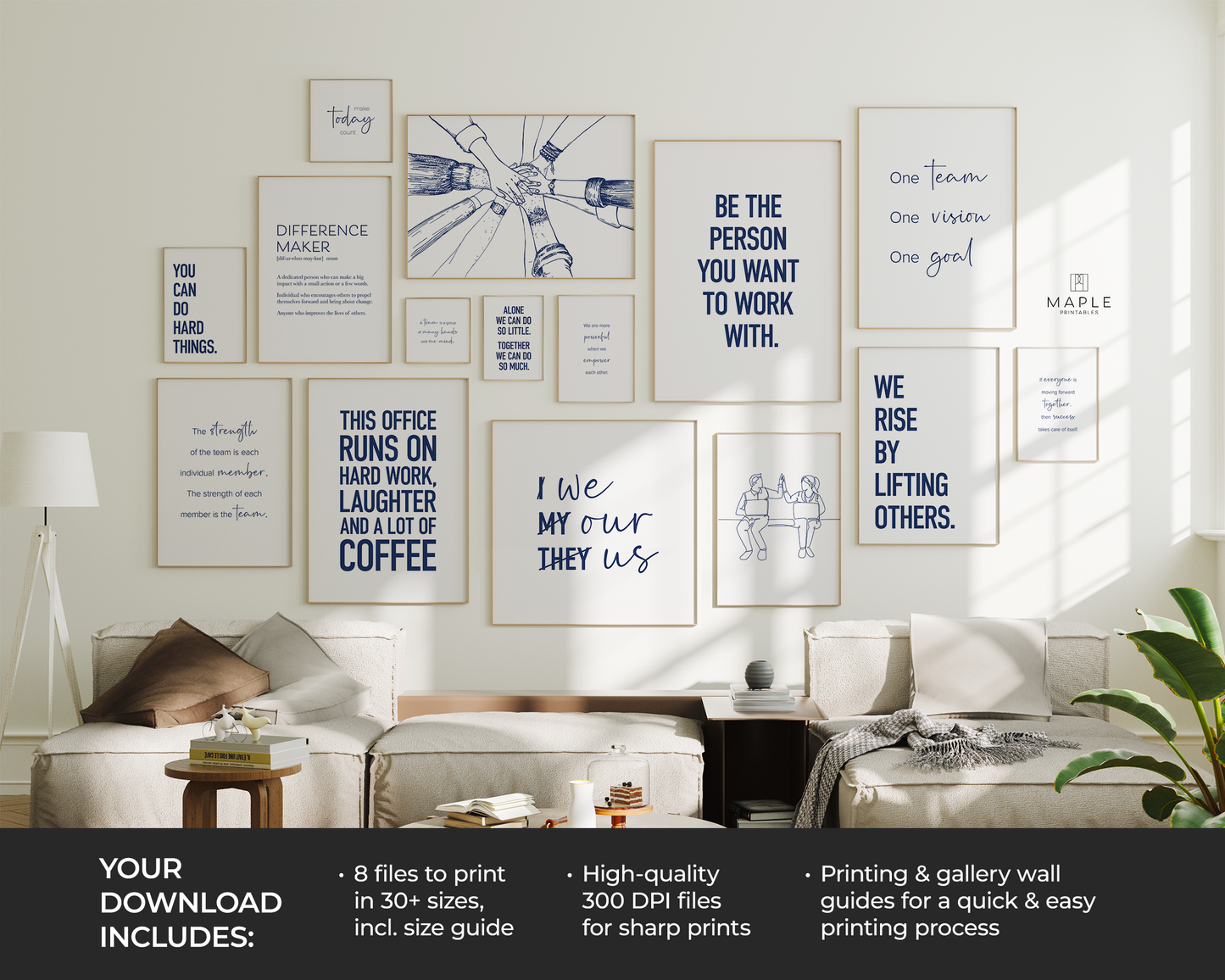 Motivational Teamwork 50A - Navy Blue & White