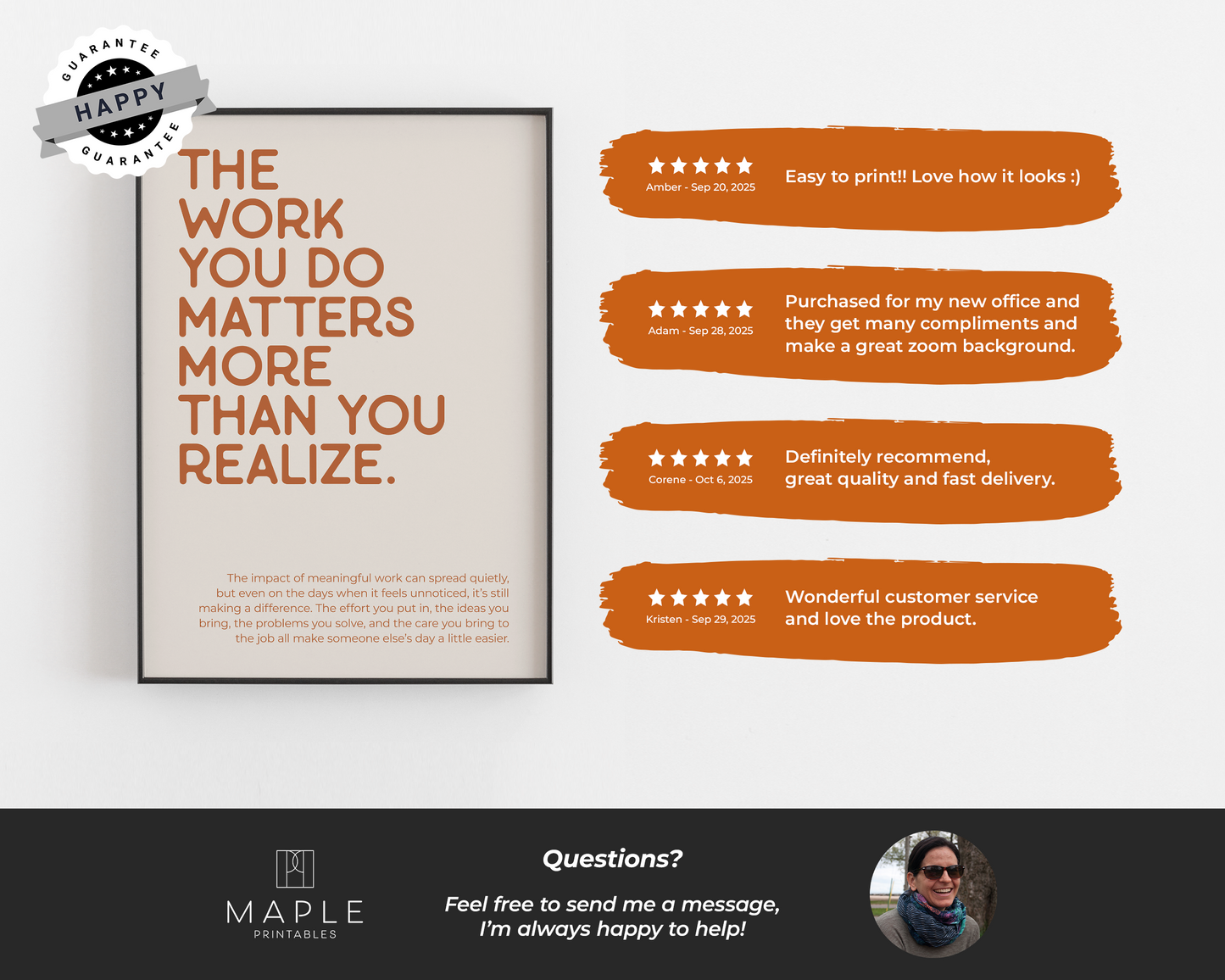The Work You Do Matters - Orange & Beige