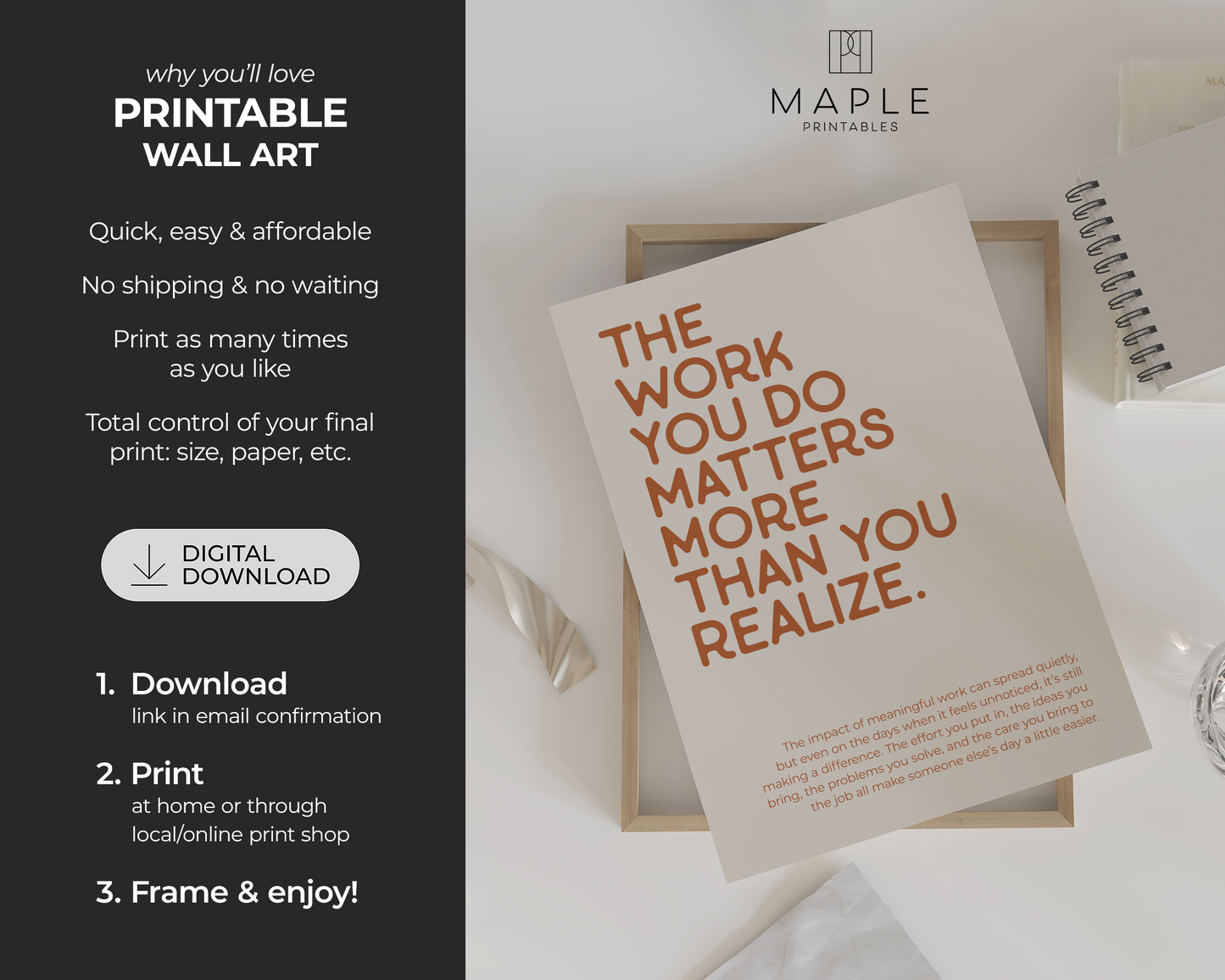 The Work You Do Matters - Orange & Beige