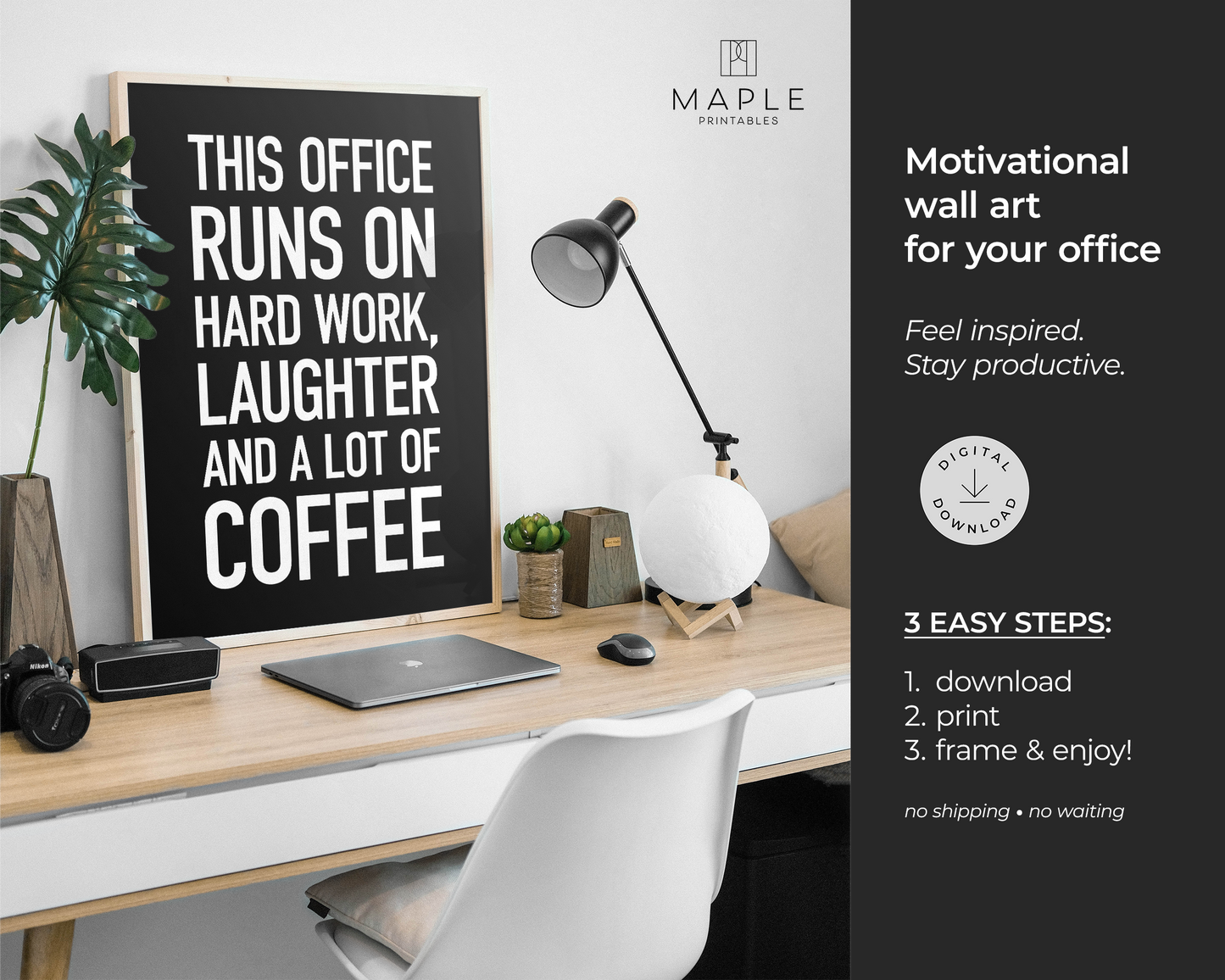 This Office Runs on Hard Work, Laughter and Coffee - Black