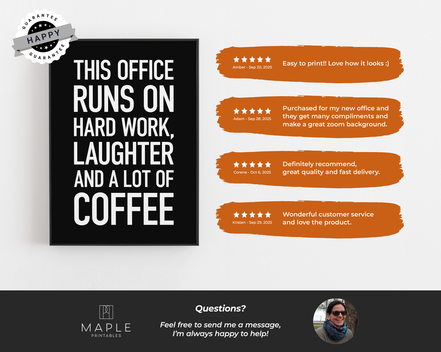 This Office Runs on Hard Work, Laughter and Coffee - Black