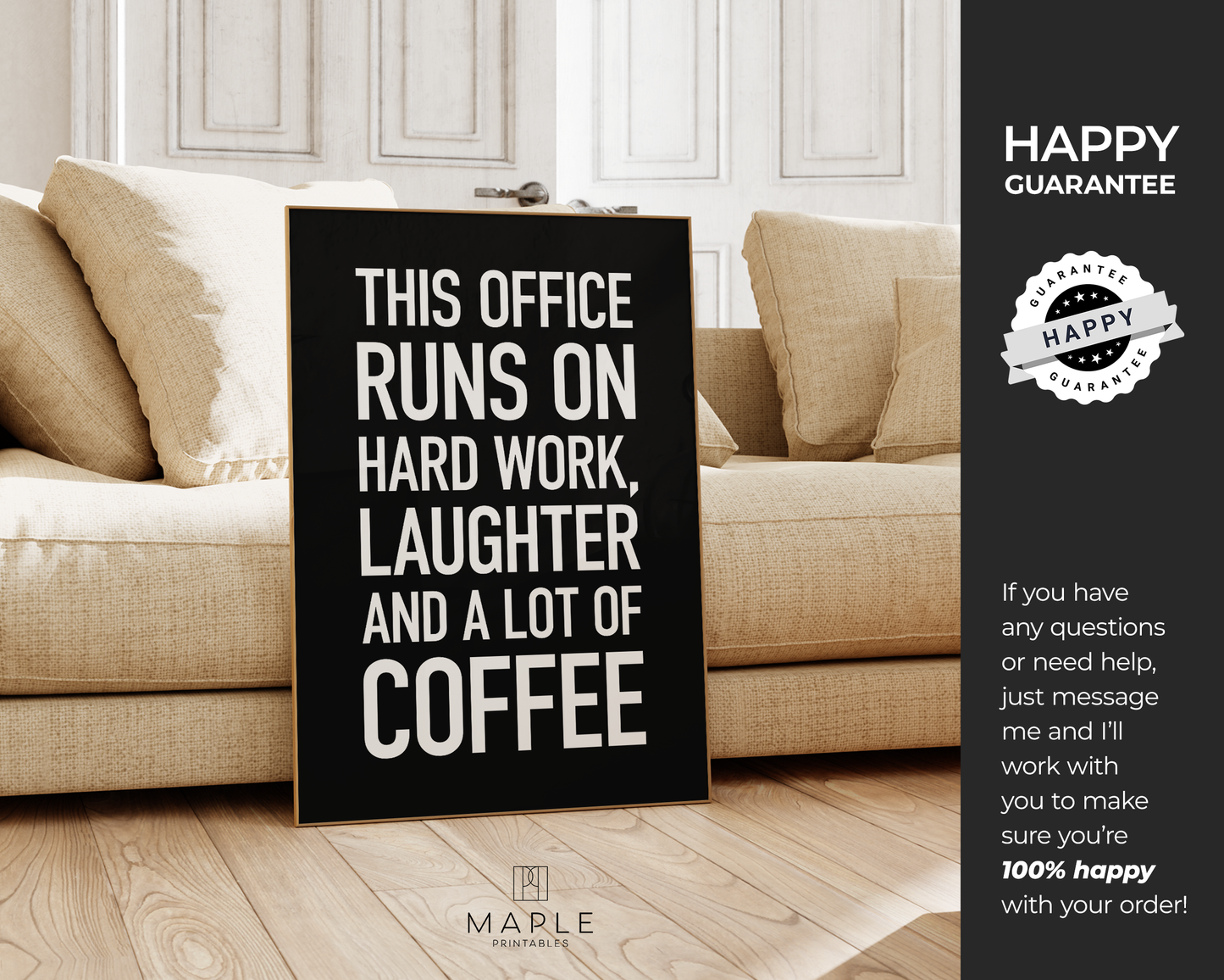 This Office Runs on Hard Work, Laughter and Coffee - Black