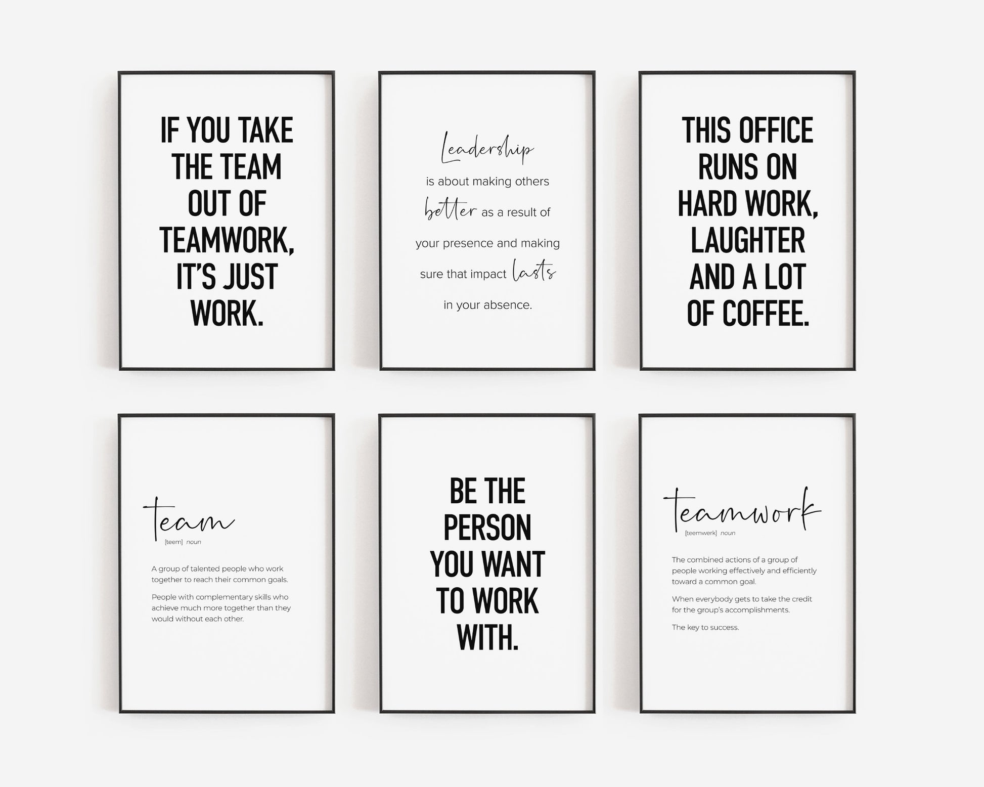 Team Office Decor, Set of 6 PRINTABLES, Teamwork Wall Art, Work Motivation Quotes, Definition Posters, Funny Team Gifts, Break Room Signs